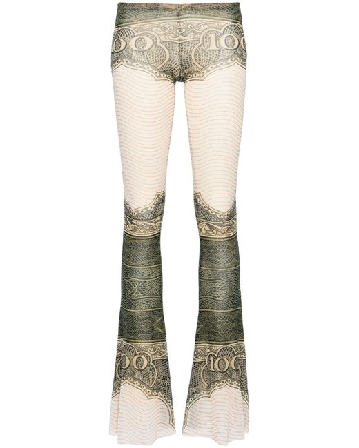 Jean Paul Gaultier Natural White The Cartouche-print Flared Trousers - Women's - Polyamide