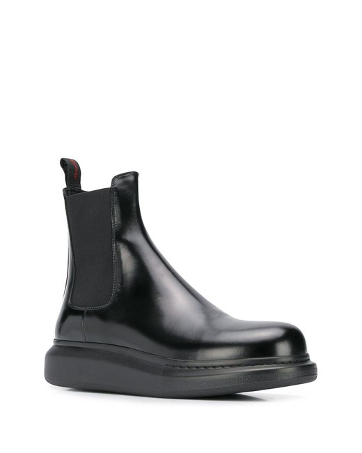Alexander McQueen Black Hybrid Leather Chelsea Boots for men