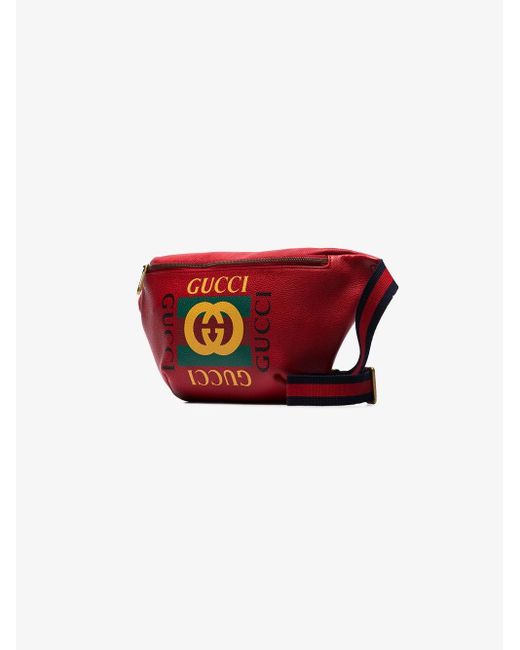 Gucci Red Logo Print Leather Belt Bag for Men - Save 39% - Lyst
