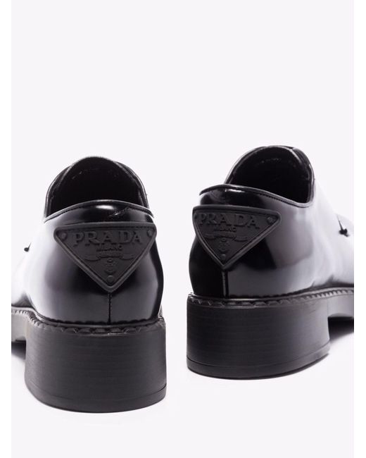 Prada Black Polished-finish Lace-up Shoes
