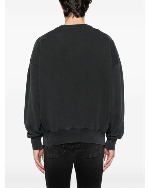 Purple Brand Black Crew-Neck Fleece Sweatshirt