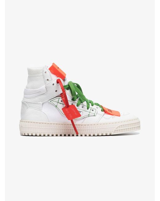 Off-White c/o Virgil Abloh *icon Off-court 3.0 White High Top Sneakers In Leather And Canvas With Orange Label On The Tip.