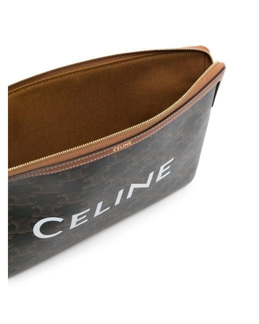 Céline Black Triomphe Canvas Leather Pouch