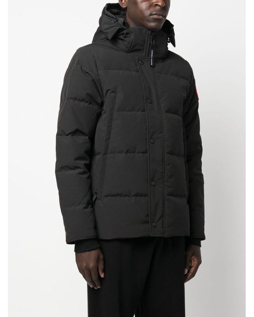 Canada Goose Black Wyndham Hooded Quilted Coat for men