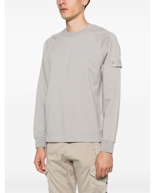 Stone Island White Compass-Patch Sweatshirt for men