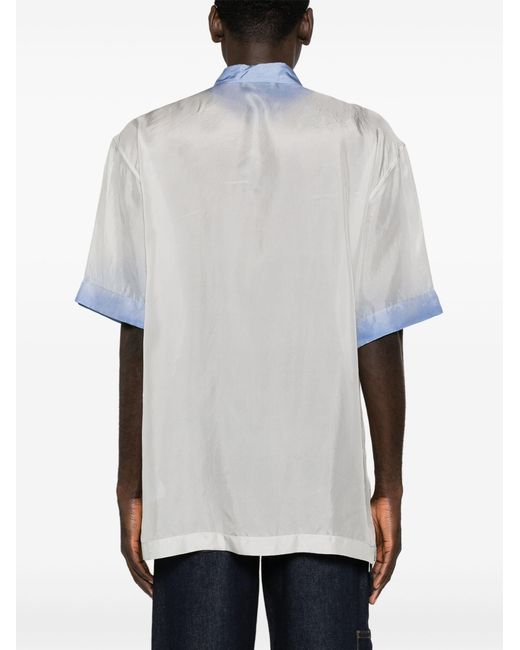 Dries Van Noten White Contrast-trim Silk Shirt - Men's - Silk for men