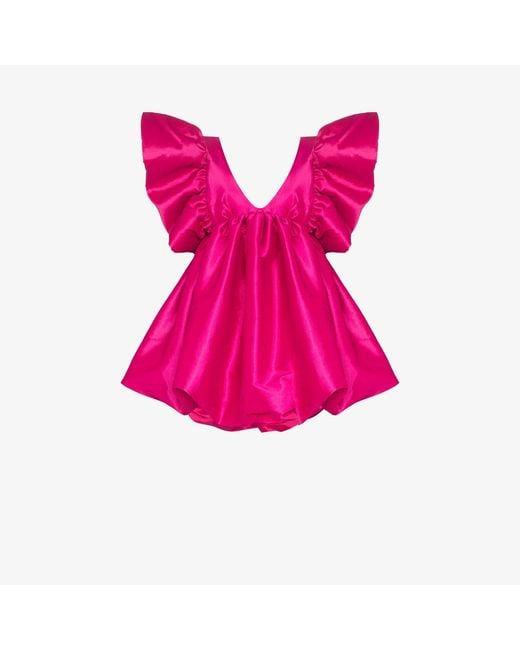 Kika Vargas Pink Adri Ruffled Silk Mini Dress