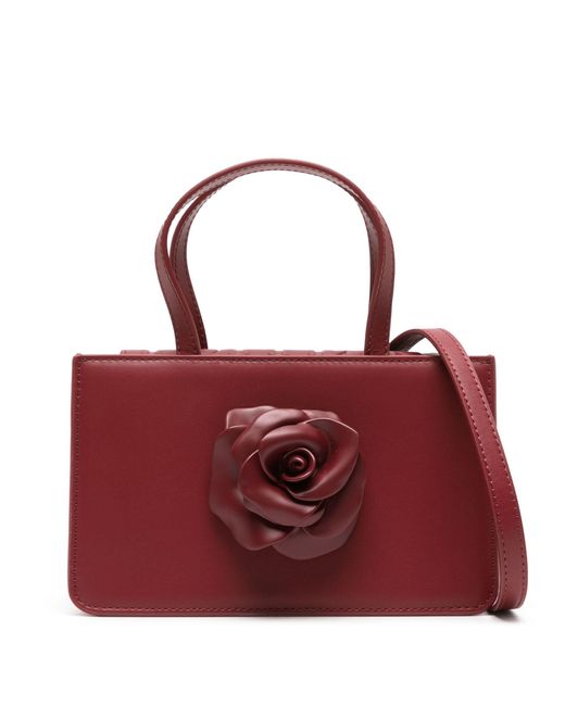 Puppets and Puppets Red Rose Small Leather Tote Bag
