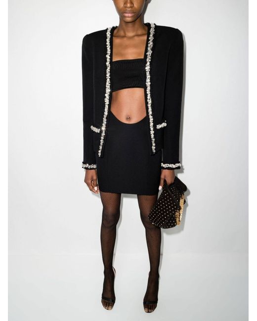 Balmain Pearl Trim Collarless Jacket in 