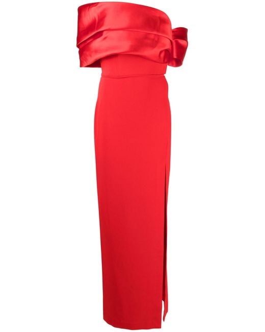 Solace London Red Alexis Off-the-shoulder Gown