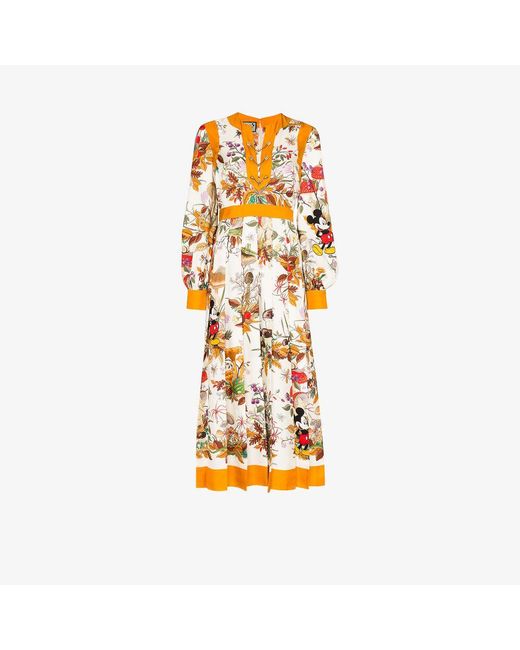 Gucci White X Disney Floral-print Midi Dress