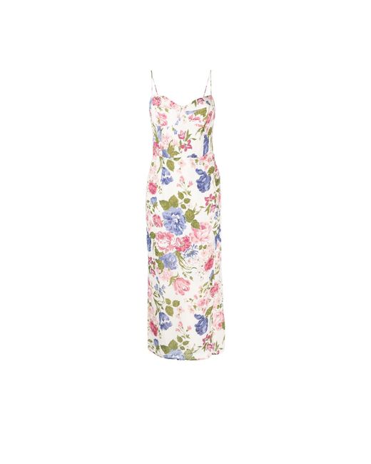 Reformation White Kourtney Floral Print Midi Dress | Lyst