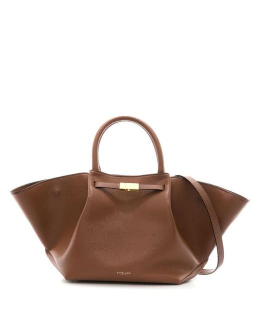 DeMellier Brown The Midi New York Leather Tote Bag