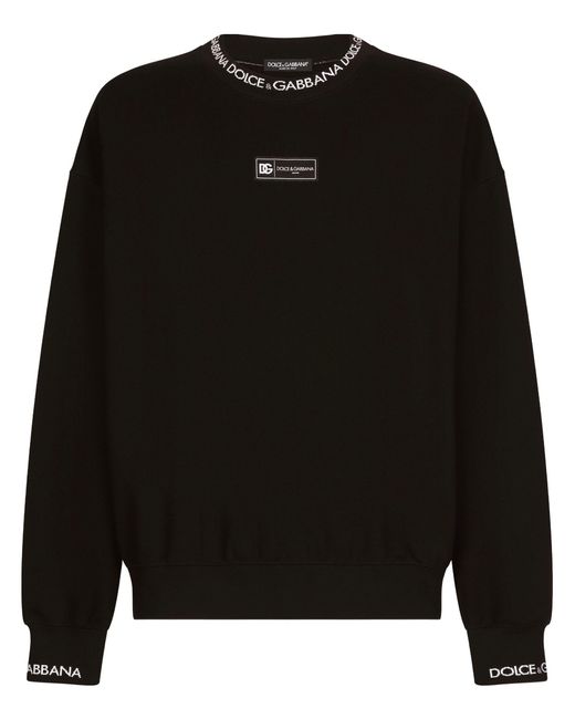 Dolce & Gabbana Black Logo-jacquard Trims Sweatshirt for men