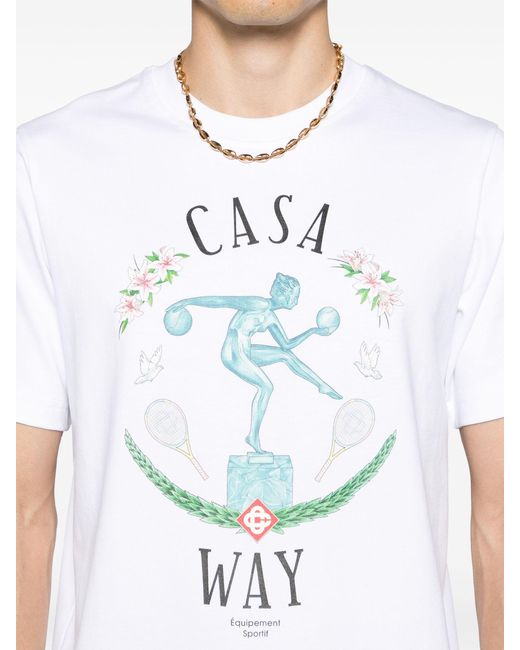 Casablancabrand White Sport Print Organic Cotton T-shirt - Unisex - Organic Cotton