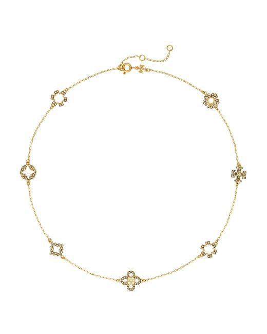 Tory Burch Natural 18k Yellow -plated Kira Clover Necklace