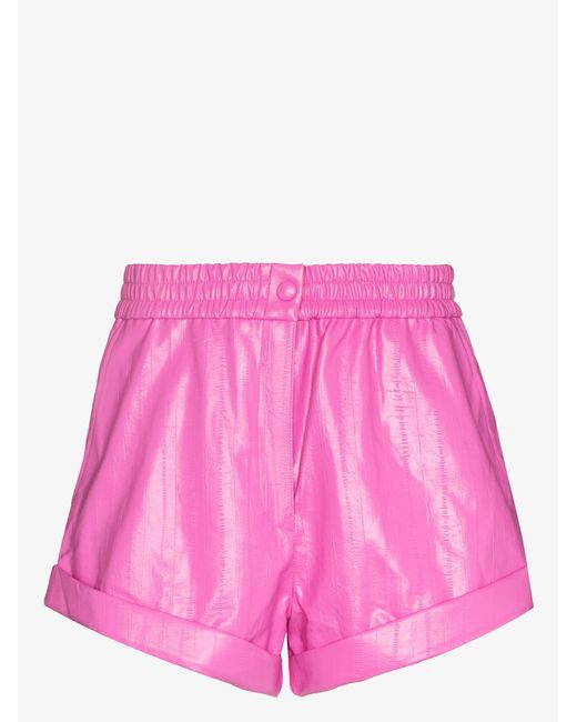 ROTATE BIRGER CHRISTENSEN Pink Beata Faux Leather Shorts - Women's - Polyester/viscose