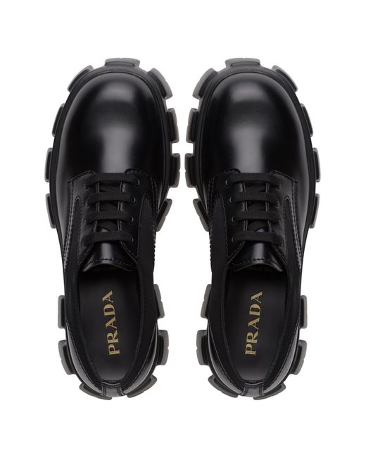 Prada Black Monolith Leather Lace-up Shoes for men