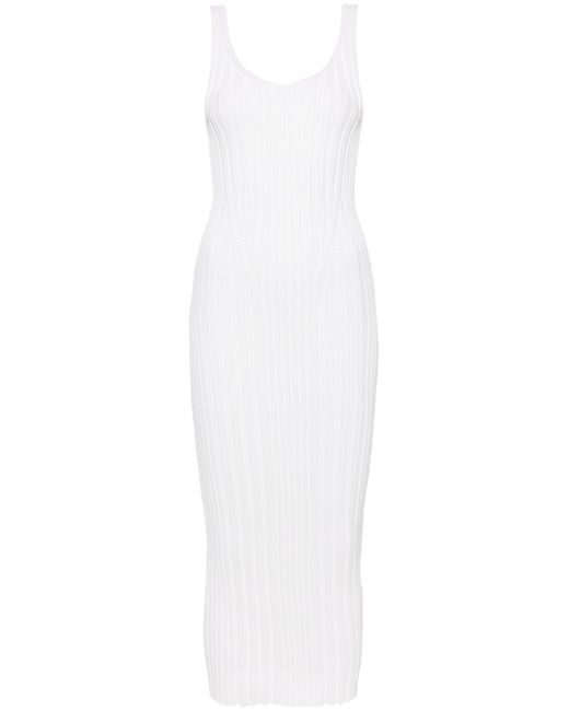 Khaite White Ottilie Ribbed-knit Dress