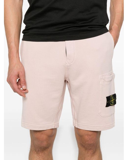 Stone Island Pink Compass-Badge Shorts for men