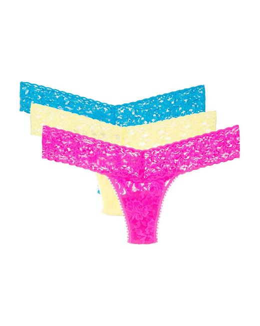 Hanky Panky Multicolour Lace Thong Set in Yellow Lyst UK