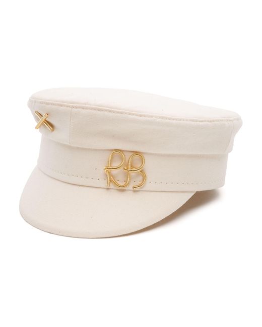 Ruslan Baginskiy Natural Neutral Monogram-appliqué Baker Boy Hat