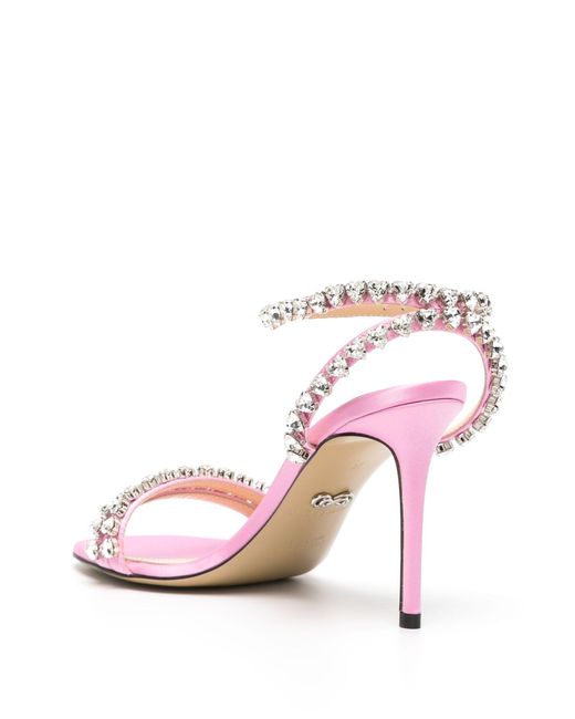 Mach & Mach Pink 100mm Leather Sandals - Women's - Cotton/calf Leather/crystal