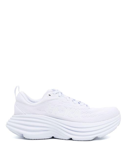 Hoka One One Bondi 8 Running Sneakers in White | Lyst