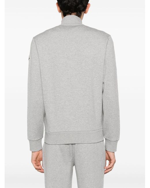 Moncler Gray Appliqué-logo Zipped Sweatshirt - Men's - Cotton for men