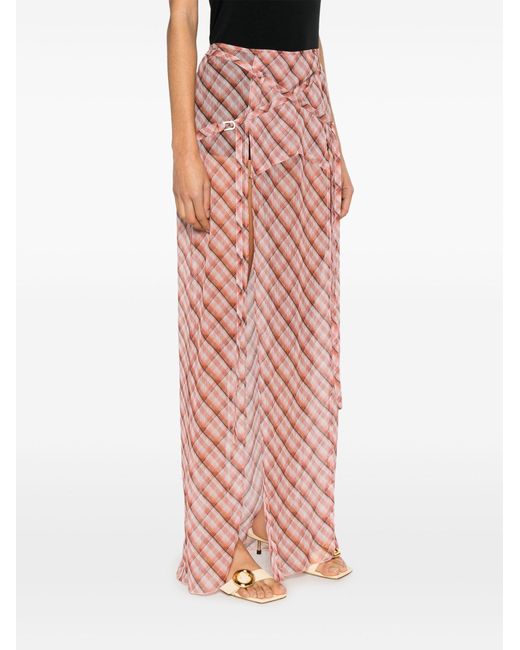 KNWLS Pink Thrall Checked Maxi Skirt - Women's - Polyester