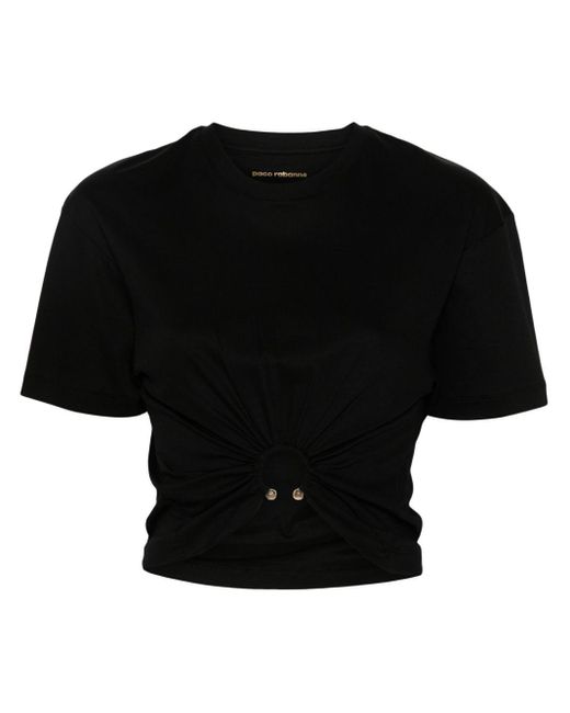 Rabanne Black Cropped Cotton T-Shirt