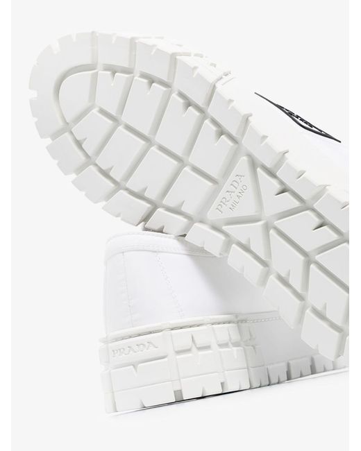 Prada White Double Wheel Platform Leather Sneakers