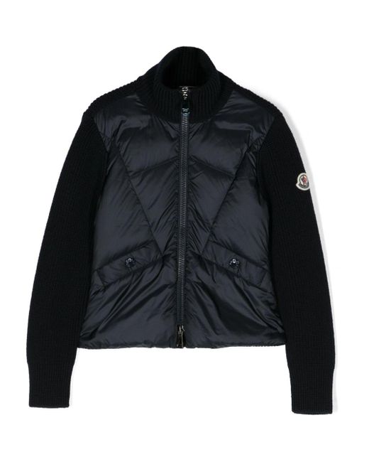 Moncler Black Logo-Patch Wool Padded Jacket