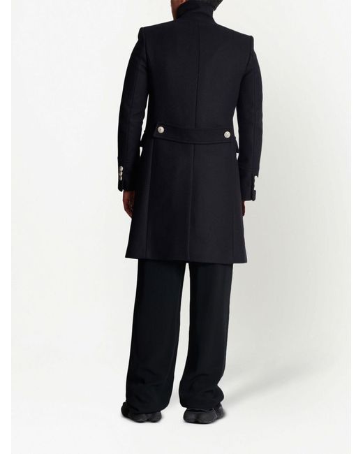 Balmain Blue Wool Double-breasted Officer Coat for men
