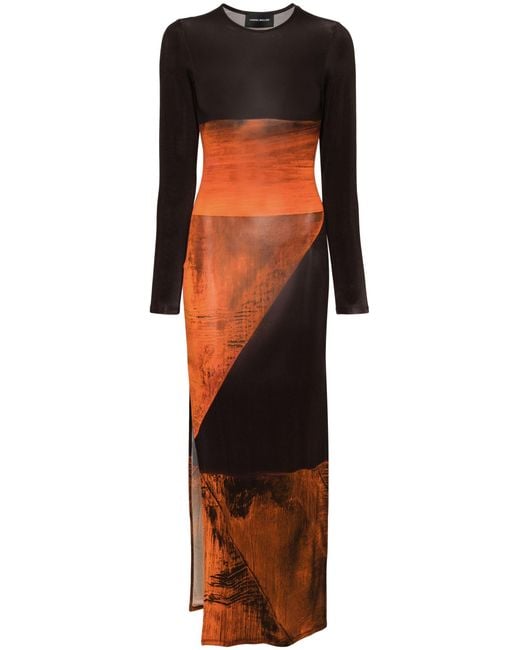 Louisa Ballou Orange And Brown High Tide Maxi Dress