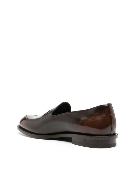 Fendi Brown Ff-embossed Patent Leather Loafers for men
