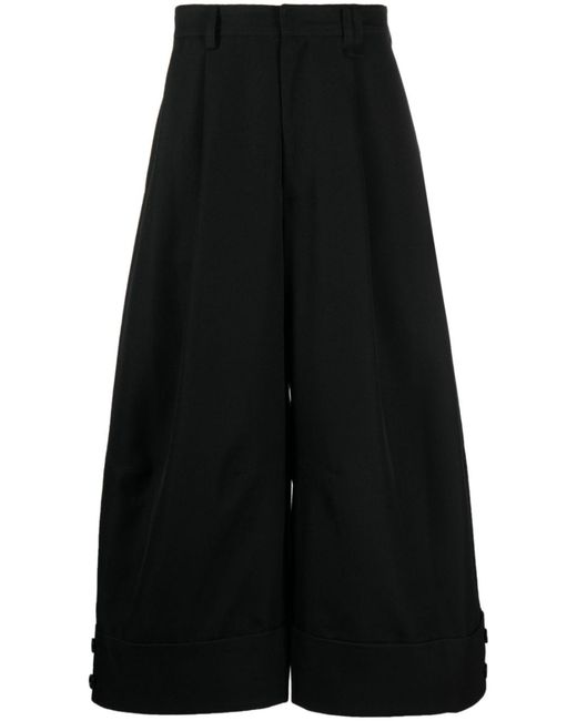 Simone Rocha Black Cropped Wide-leg Trousers - Men's - Polyester/virgin Wool for men