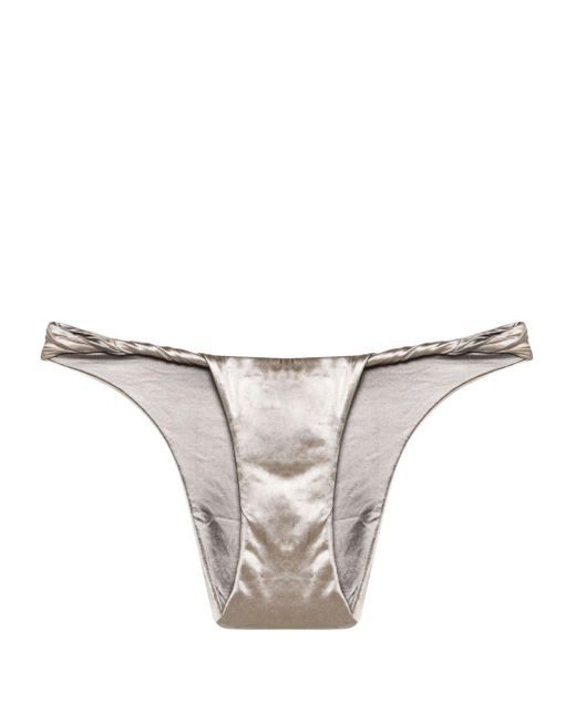 Isa Boulder White Twist-Detail Bikini Bottoms
