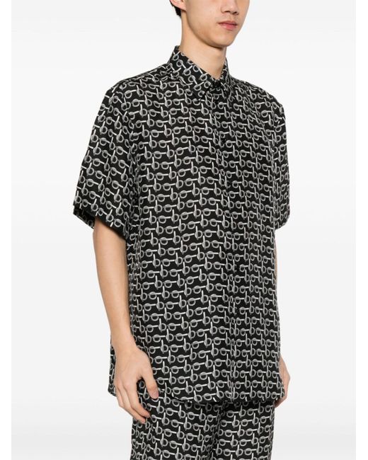 Burberry Black B-print Silk Shirt for men