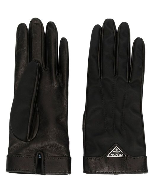 Prada Black Triangle Logo Gloves