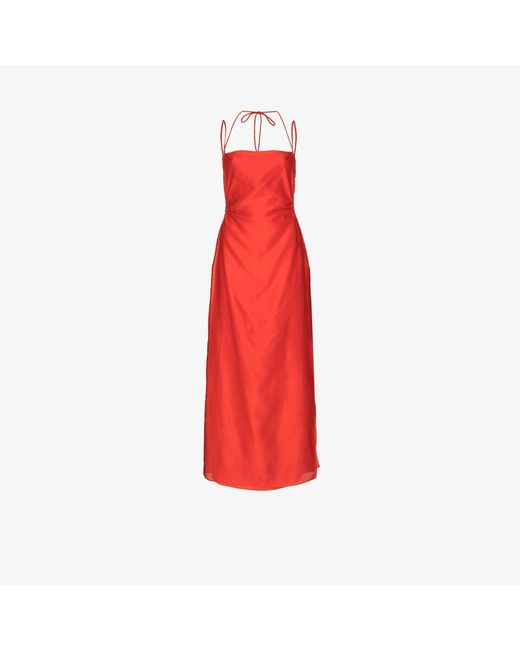 Sir. The Label Cotton Lucelia Cut-out Midi Dress in Red | Lyst
