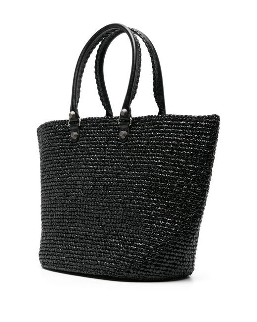 Balenciaga Black Le Cagole Panier Raffia Tote Bag - Women's - Raffia/polyamide/lambskin
