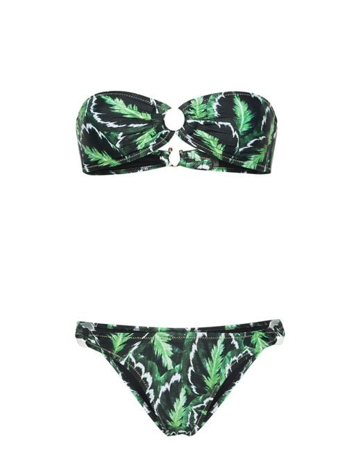 Reina Olga Green Bandcamp Leaf-print Bikini