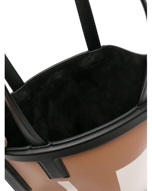 Fendi Brown Flip Medium Leather Tote Bag in Black | Lyst UK