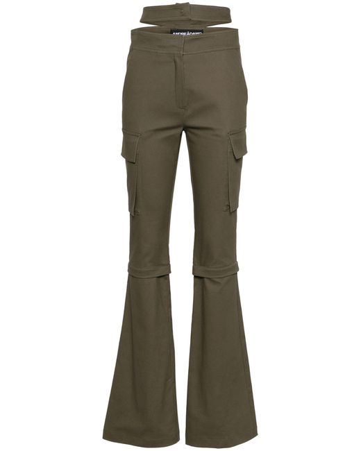 ANDREADAMO Gray Brown Cut-out Zip-off Flared Trousers