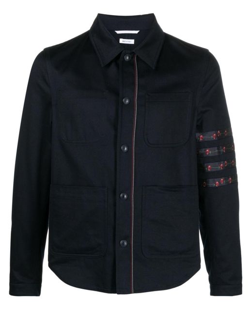 Thom Browne Blue 4-bar Cotton Shirt Jacket - Men's - Cotton/cupro/polyester for men