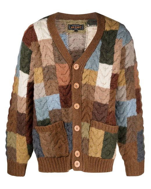 Beams Plus Brown Cable-knit Wool Cardigan - Men's - Wool for men