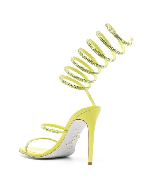 Rene Caovilla Metallic Yellow 105mm Crystal-embellished Sandals