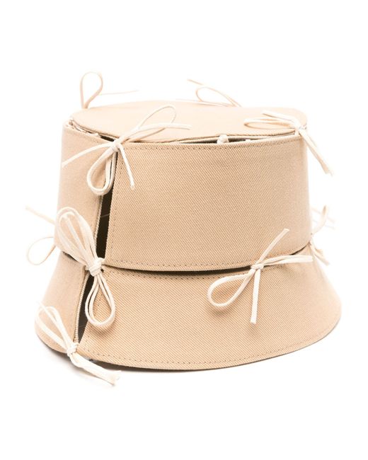 Ruslan Baginskiy Natural Neutral Bow-detail Cotton Bucket Hat