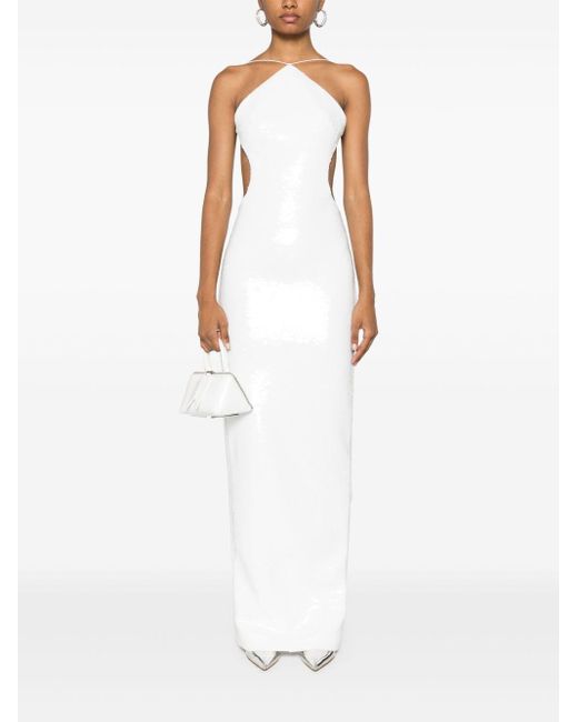 Monot White Sequinned Gown
